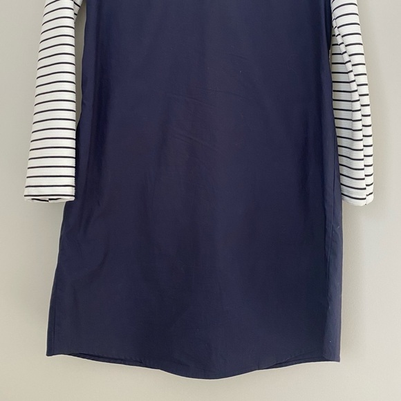Zara Striped White Navy Long Sleeve Button Front Shift Dress half Sweater XS - Picture 12 of 16